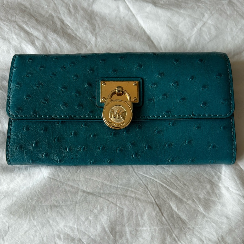 Michael Kors Blue Ostrich Wallet